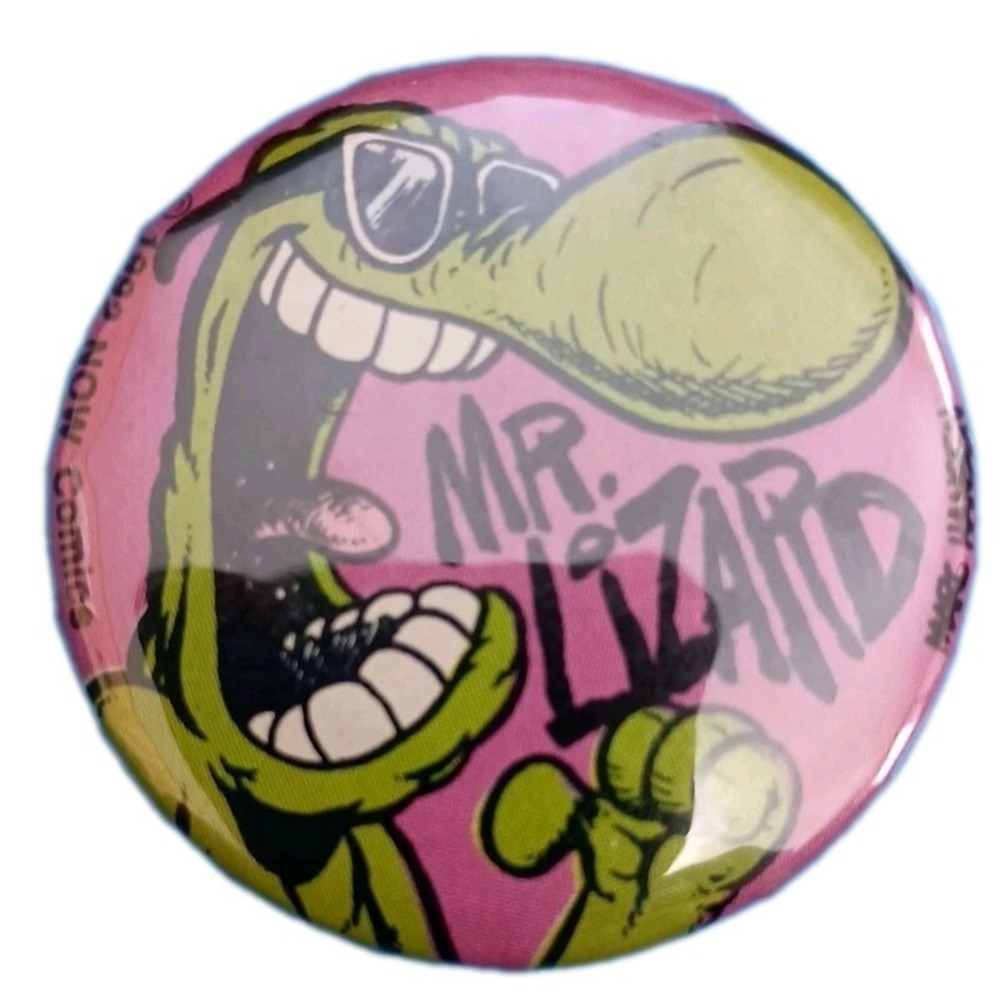 Vintage 1992 MR. Lizard Comic Button Badge Pin Now Comics Marc Hansen 1.5"